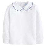 Piped Peter Pan Shirt - Gray Blue Boys Shirts + Polos Little English
