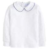 Piped Peter Pan Shirt - Gray Blue Boys Shirts + Polos Little English