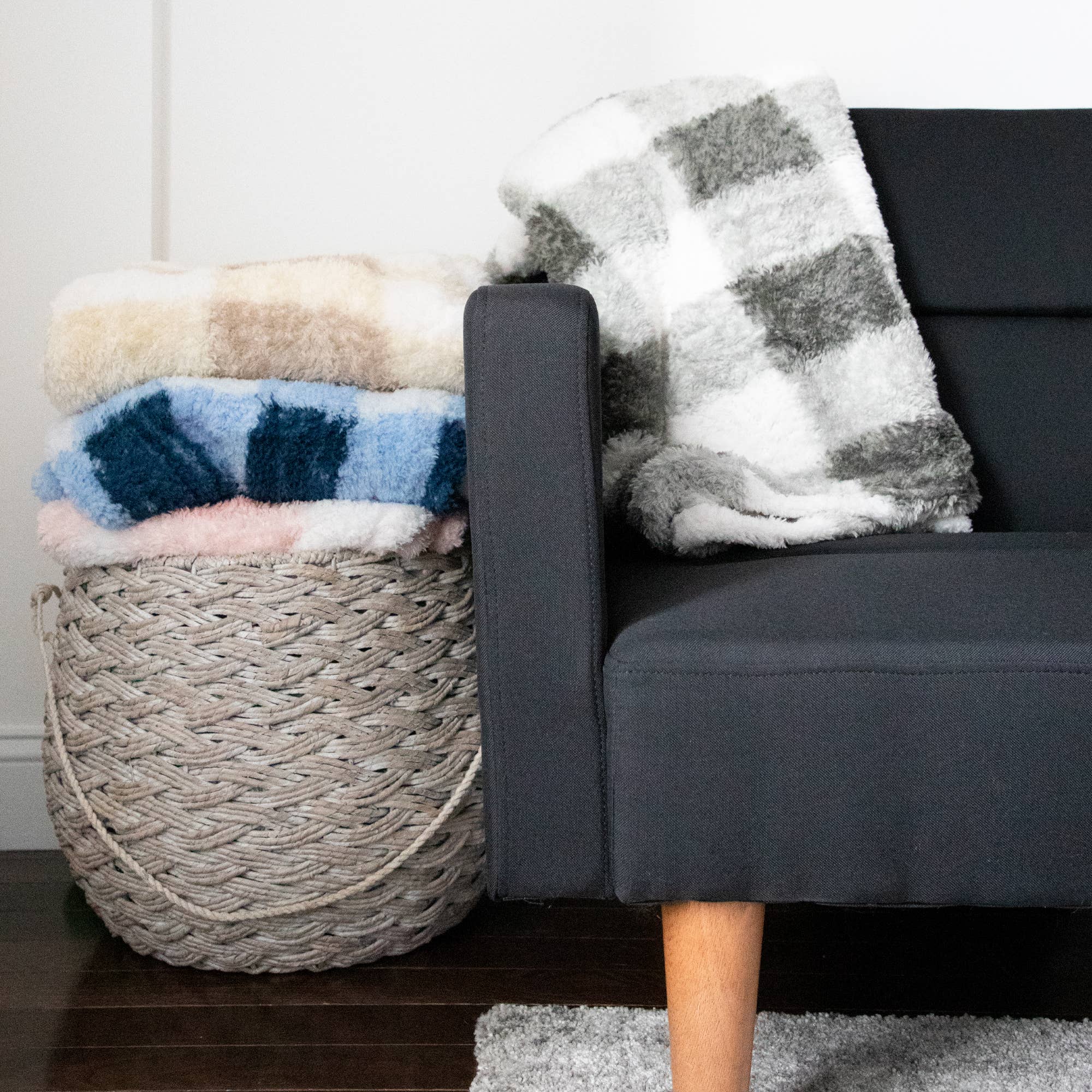 Plaid Sherpa Throw Blankets Textiles Arkwright Home