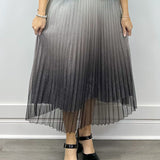 Pleated Midi Skirt - Metallic Ombre Skirts FATE