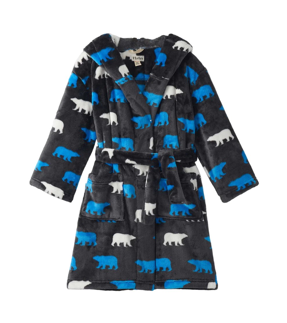 Polar Bears Silhouette Fuzzy Fleece Robe Kids Pajamas Hatley