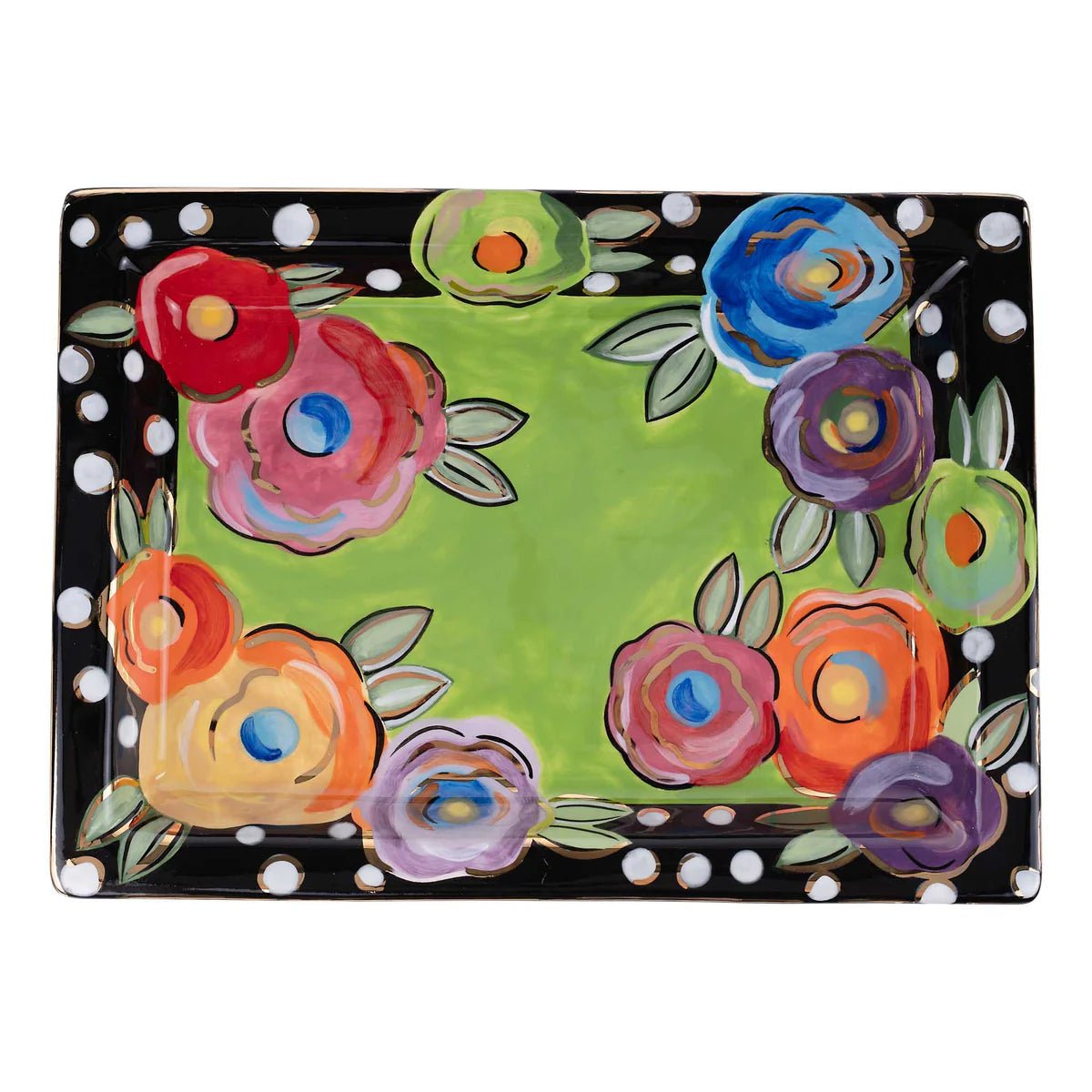 Polka Dot Flower Rectangular Tray Home Decor Glory Haus