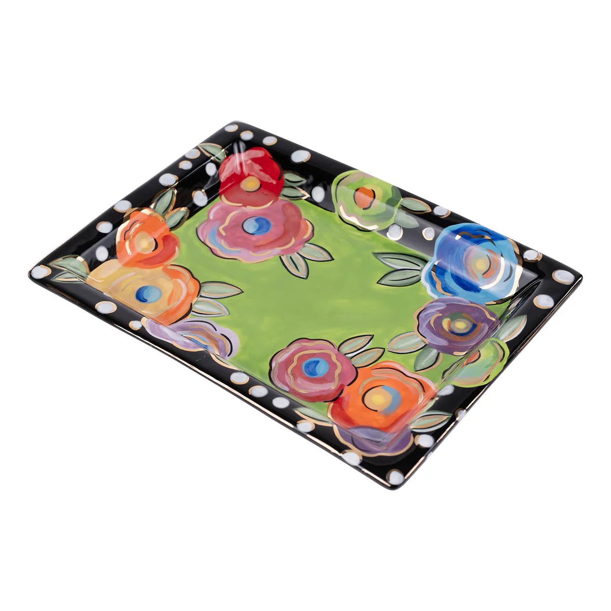 Polka Dot Flower Rectangular Tray Home Decor Glory Haus
