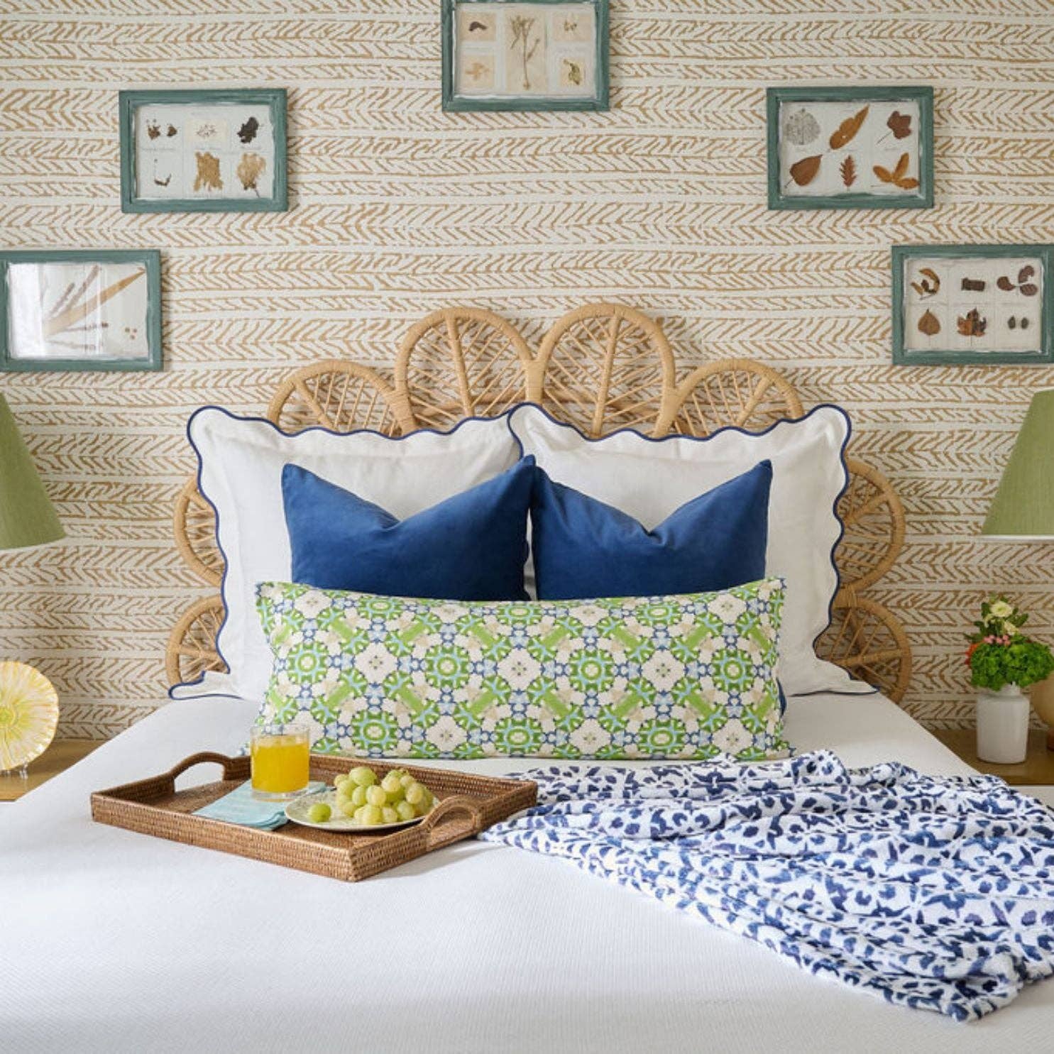 Porto Tiles Navy Fleece Blanket: One Size Textiles Laura Park Designs