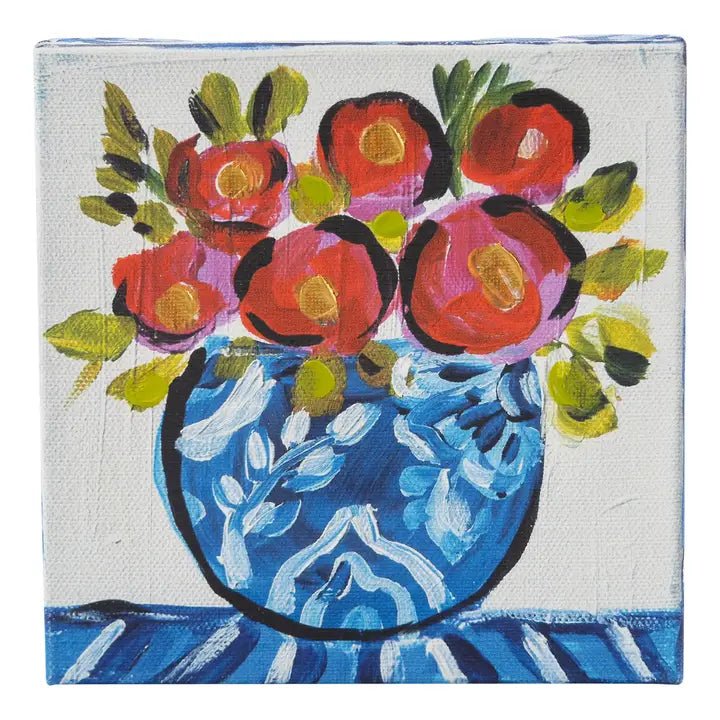 Pot of Poppies Blue & White Vase Canvas Home Decor Glory Haus