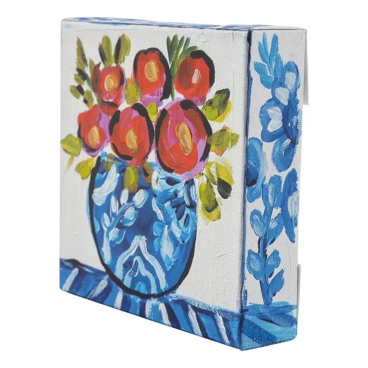 Pot of Poppies Blue & White Vase Canvas Home Decor Glory Haus