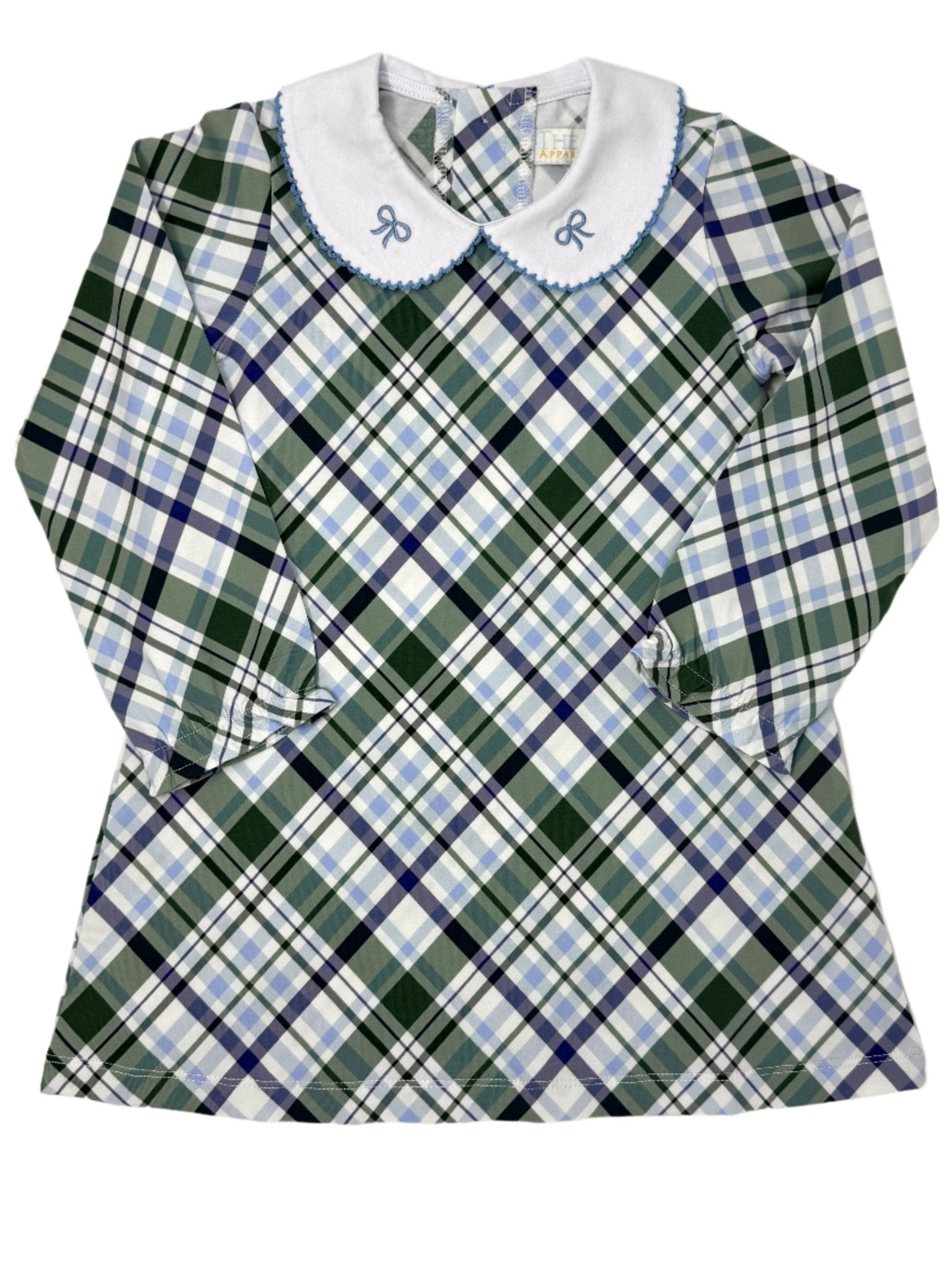 Presley Kait Dress - Lt. Blue & Navy Plaid Girls Play Dresses The Oaks Apparel Company