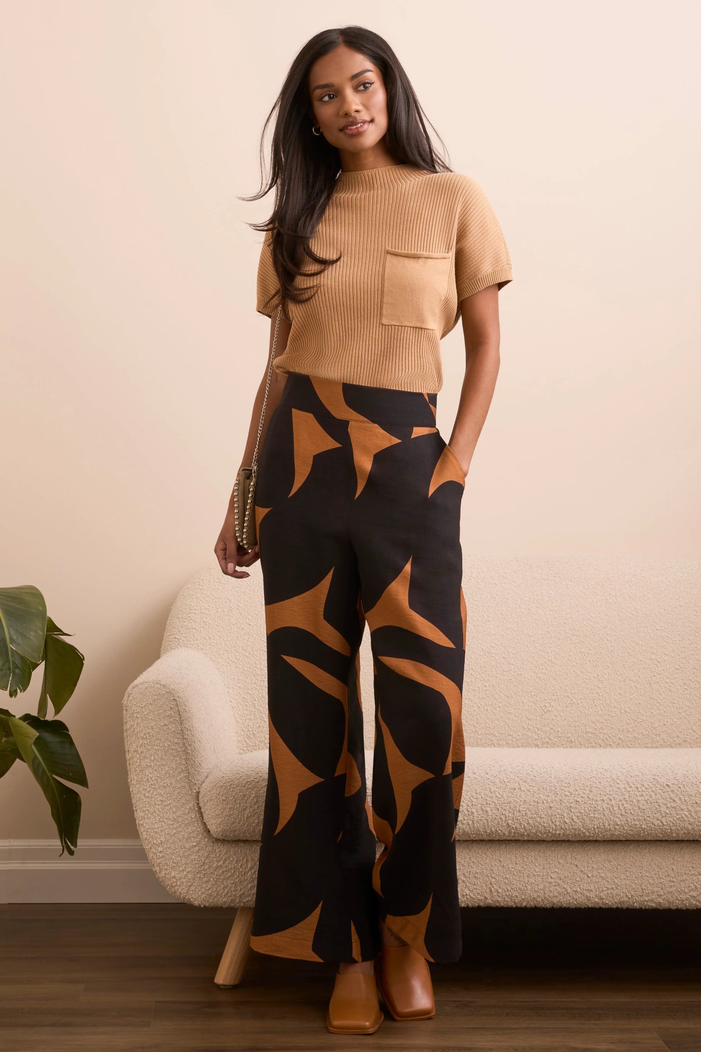 Pull On Pant w/ Smocked Back - Bran Pants Tribal
