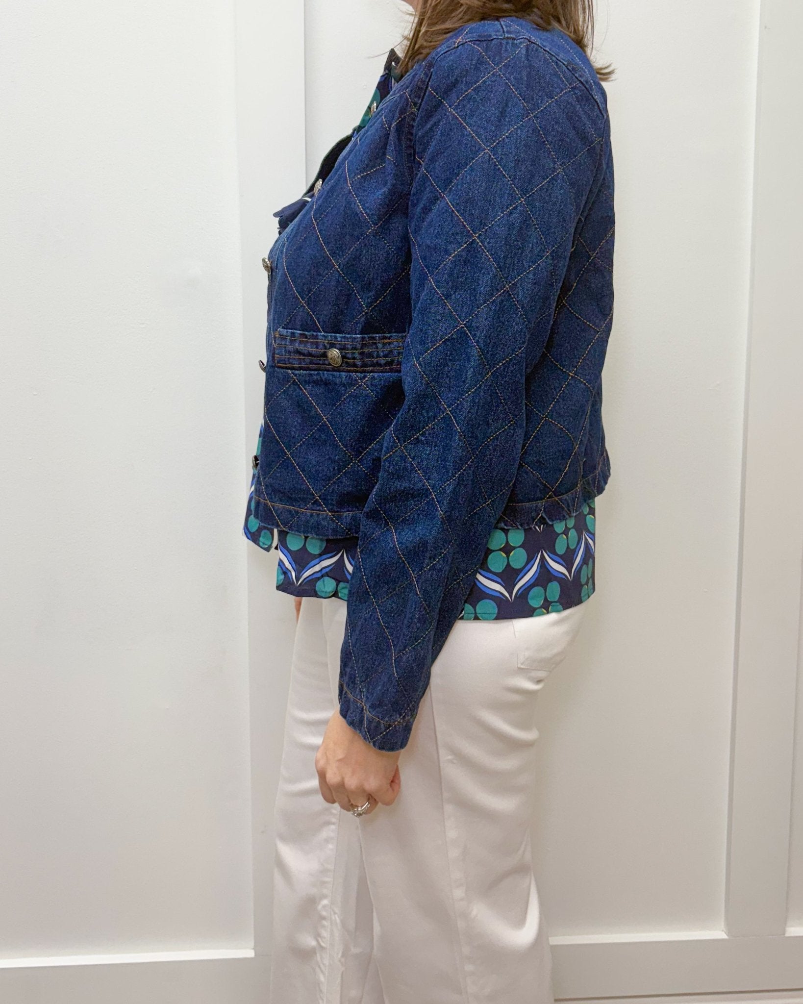 Quilted Jean Jacket - Dark Denim Tops Entro