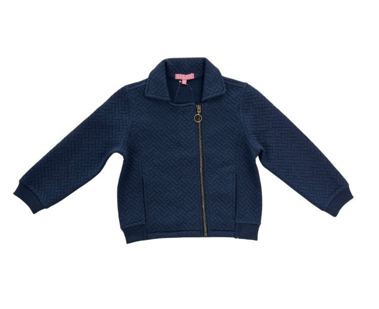 Quilted Moto Jacket - Navy Trellis Girls Outerwear Bisby