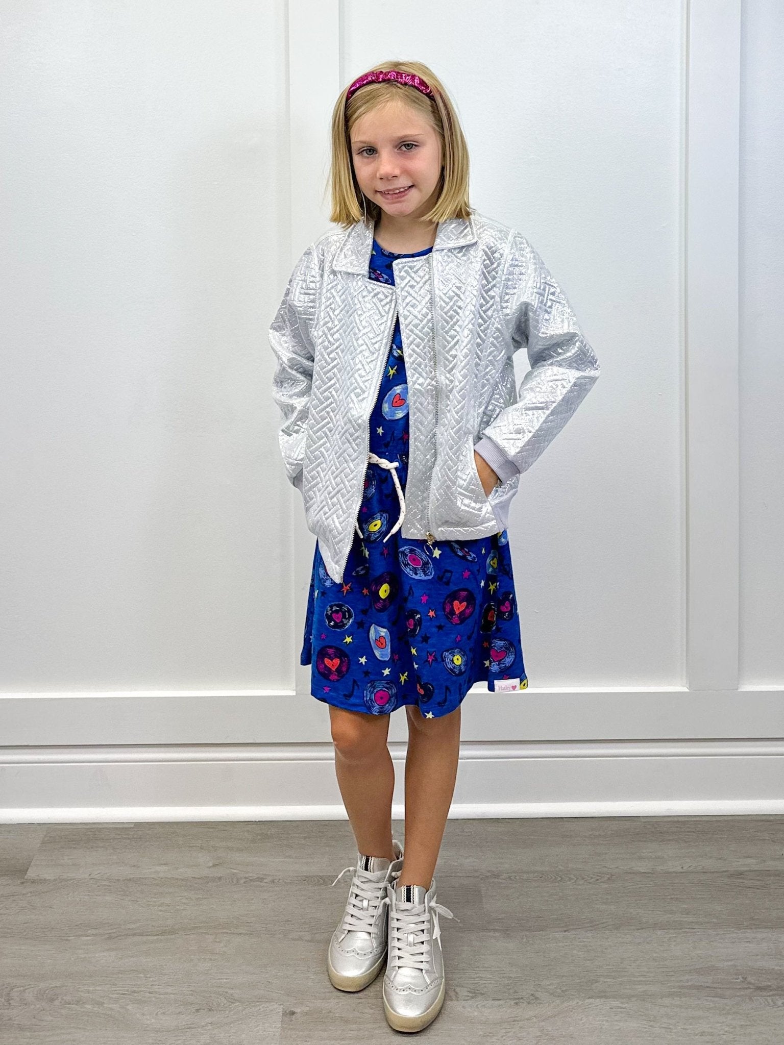 Quilted Moto Jacket - Silver Girls Outerwear Bisby