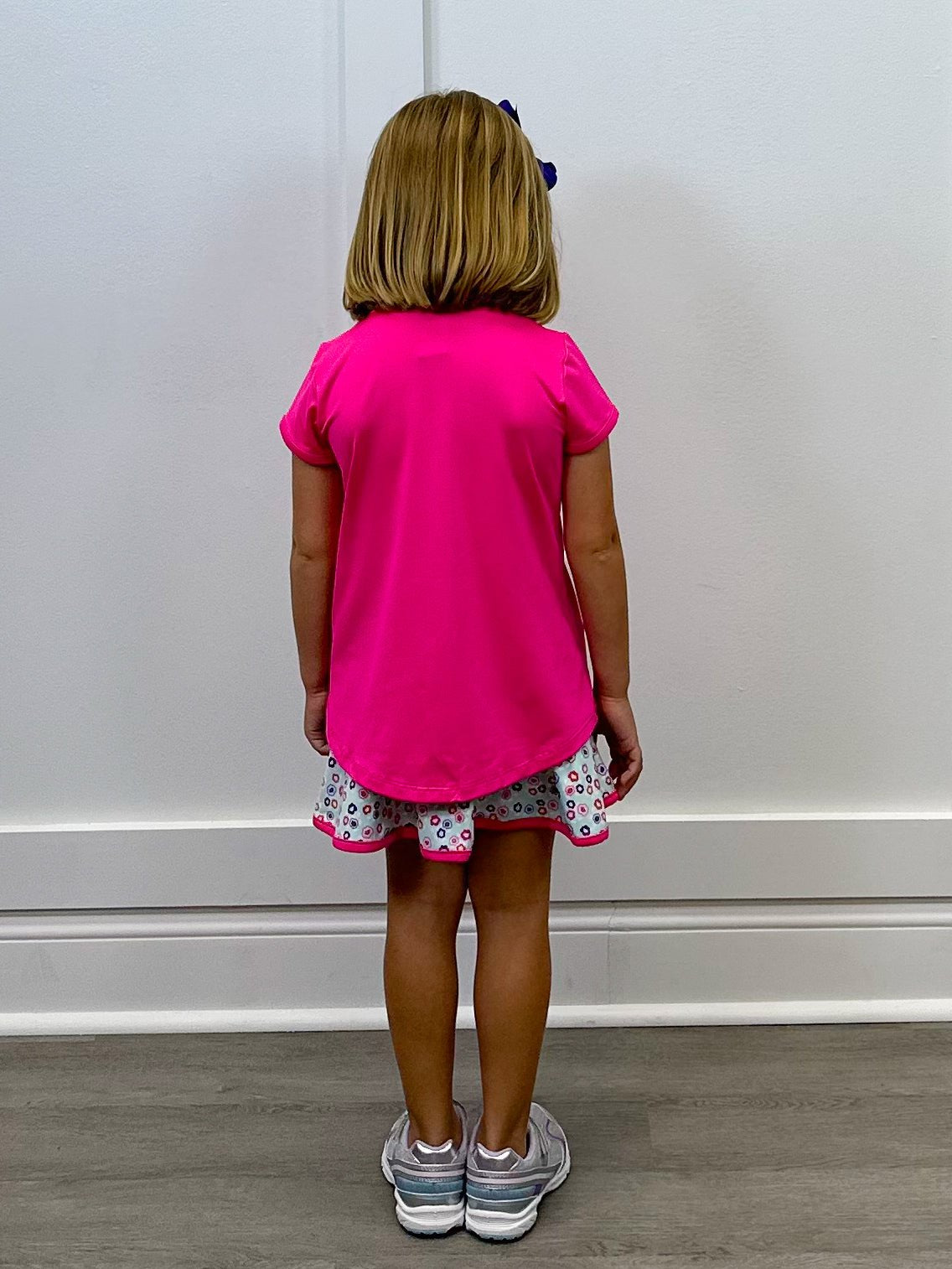 Quinn Skort - Bashful Blooms/Power Pink Girls Skirts + Bloomers Set Athleisure