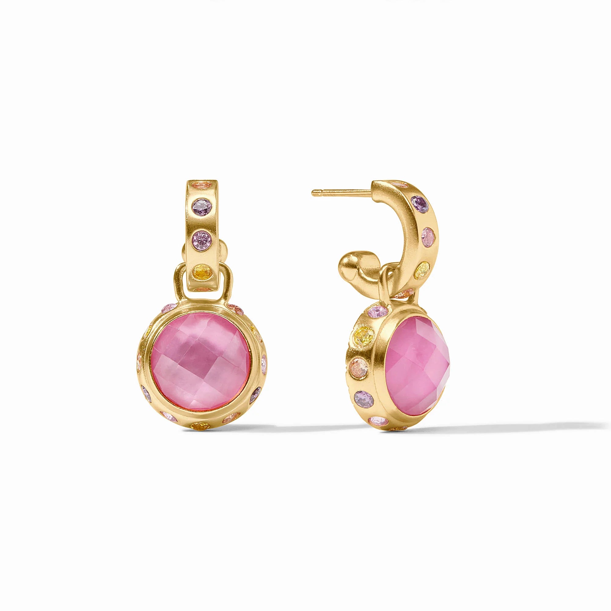 Rainbow Hoop & Charm Earring - Iridescent Tourmaline Pink Earrings Julie Vos