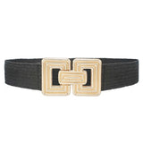 Ribbed Rectangle Buckle Elastic Belt - Black Misc Accessories anbfashion