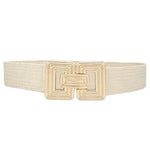 Ribbed Rectangle Buckle Straw Elastic Belt - Natural Misc Accessories ANB Fashion