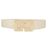 Ribbed Rectangle Buckle Straw Elastic Belt - Natural Misc Accessories ANB Fashion