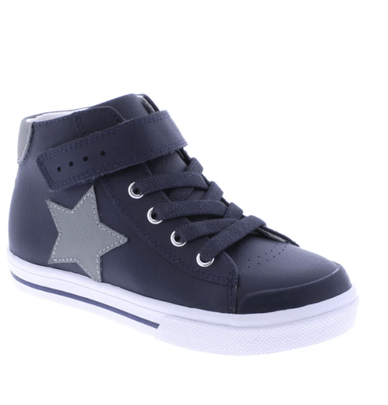 Riley - Navy/Gray Leather Boys Shoes Footmates