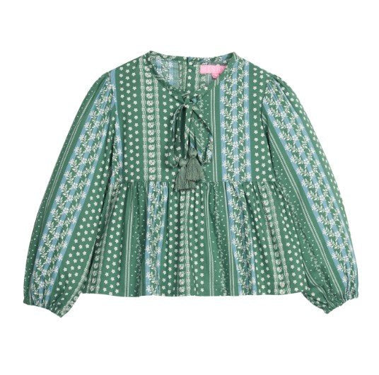 Riviera Top - Fairfield Forest Stripe Girls Tops + Tees Bisby