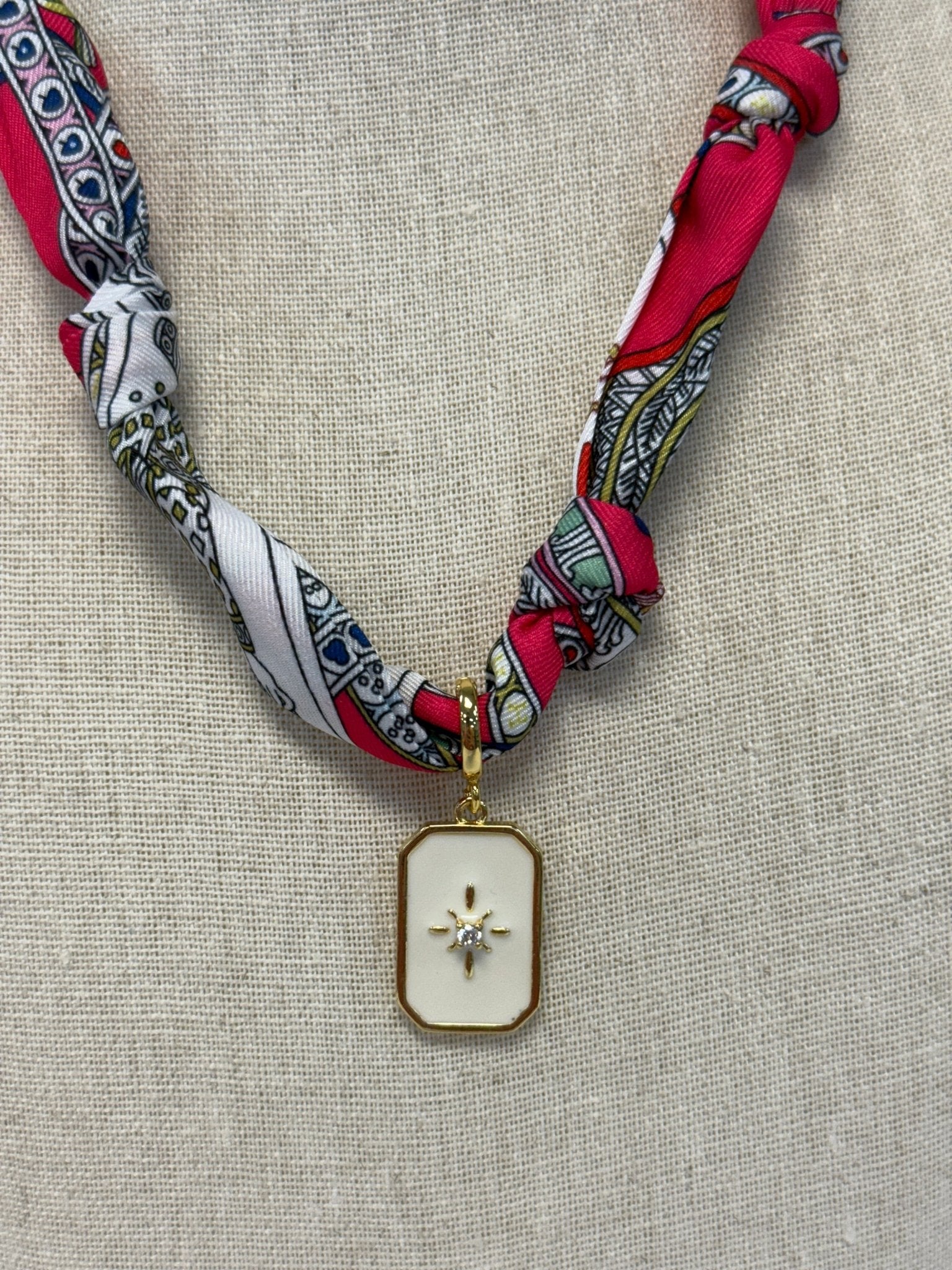 Rodeo Rose Scarf Necklace: White Radiance Necklaces Deep South Originals, LLC