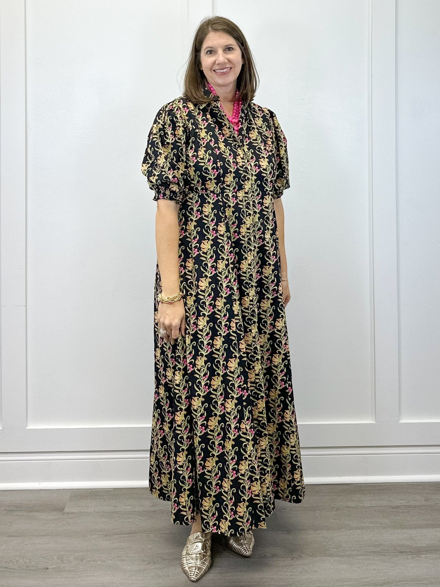 Rosie Dress - Berrywood Scroll