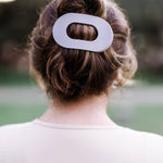 Round Flat Hair Clip - Large - Silver Flames Hair Accessories Teleties