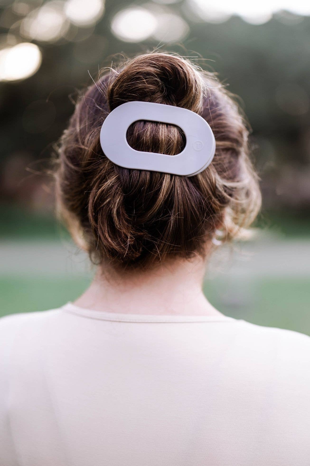 Round Flat Hair Clip - Large - Silver Flames Hair Accessories Teleties