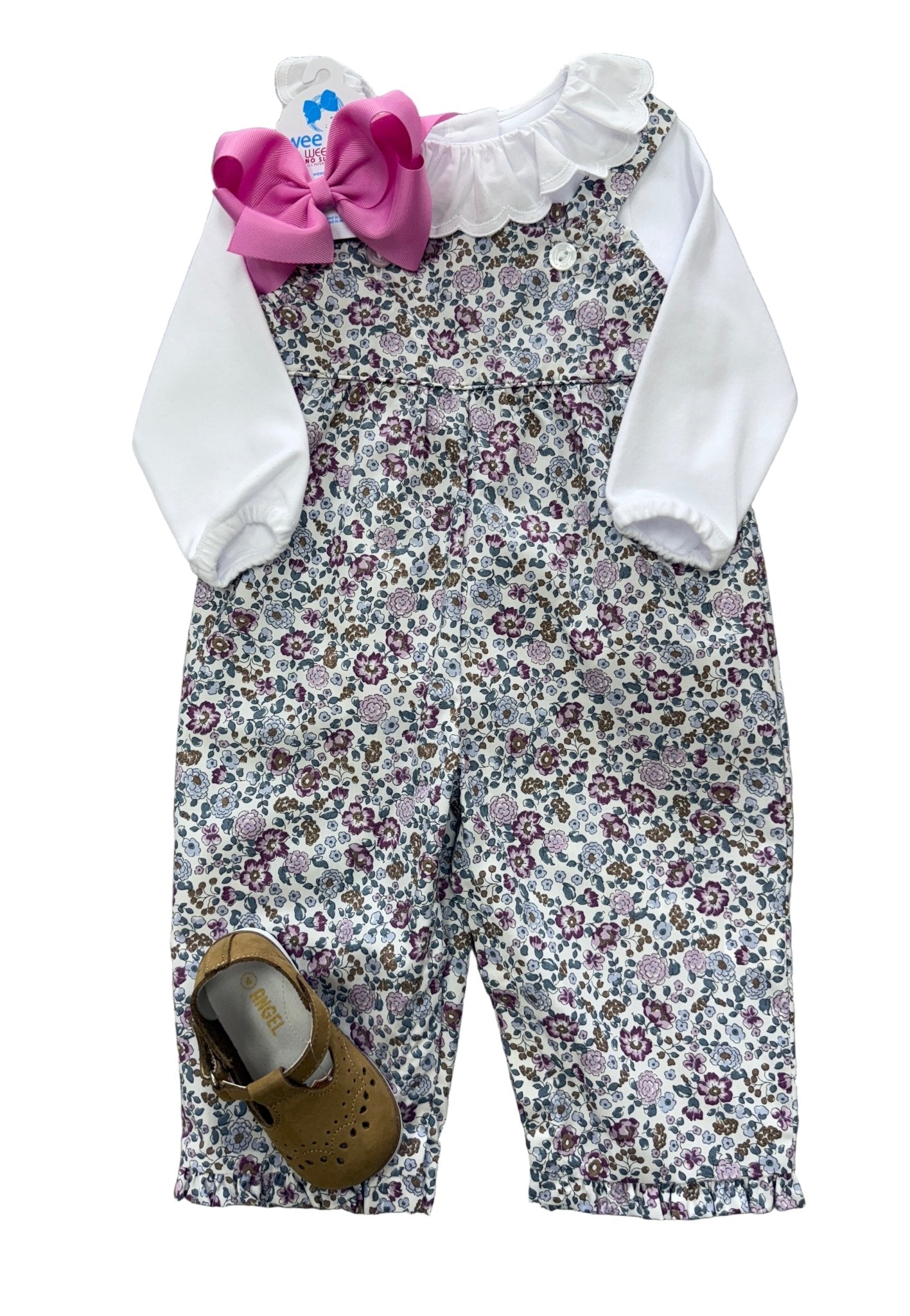 Ruffled Overall - Margaux Floral Girls Bubbles + Rompers Little English