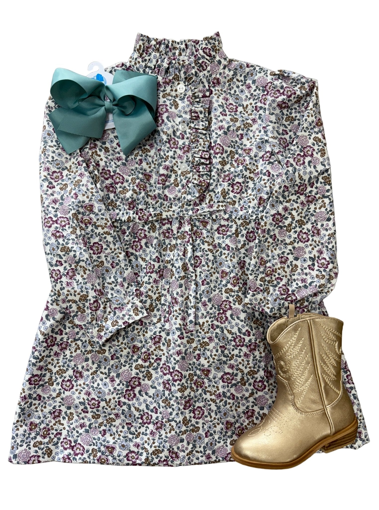 Ruffled Shirt Dress - Margaux Floral Girls Occasion Dresses Little English