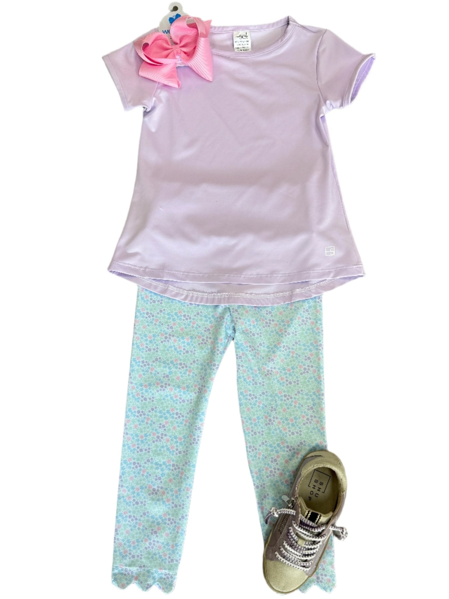 Sadie Scallop Legging - Frosted Floral Girls Pants + Leggings Set Athleisure