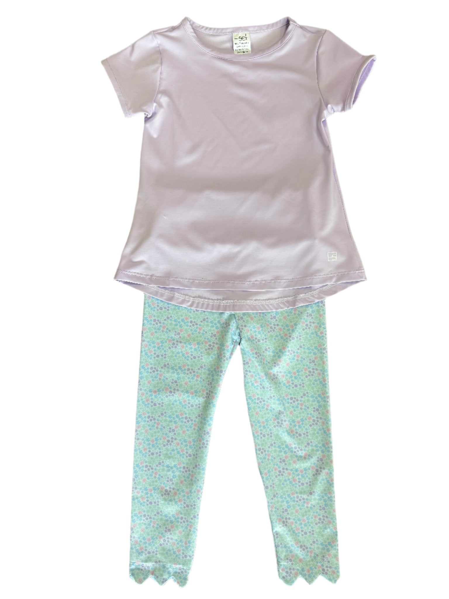 Sadie Scallop Legging - Frosted Floral Girls Pants + Leggings Set Athleisure