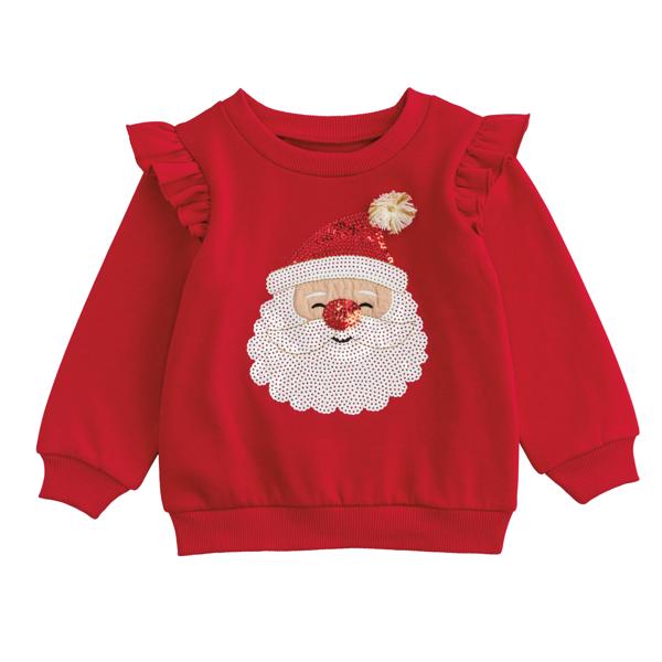 Santa Sequin Sweatshirt Girls Sweaters + Sweatshirts Mudpie