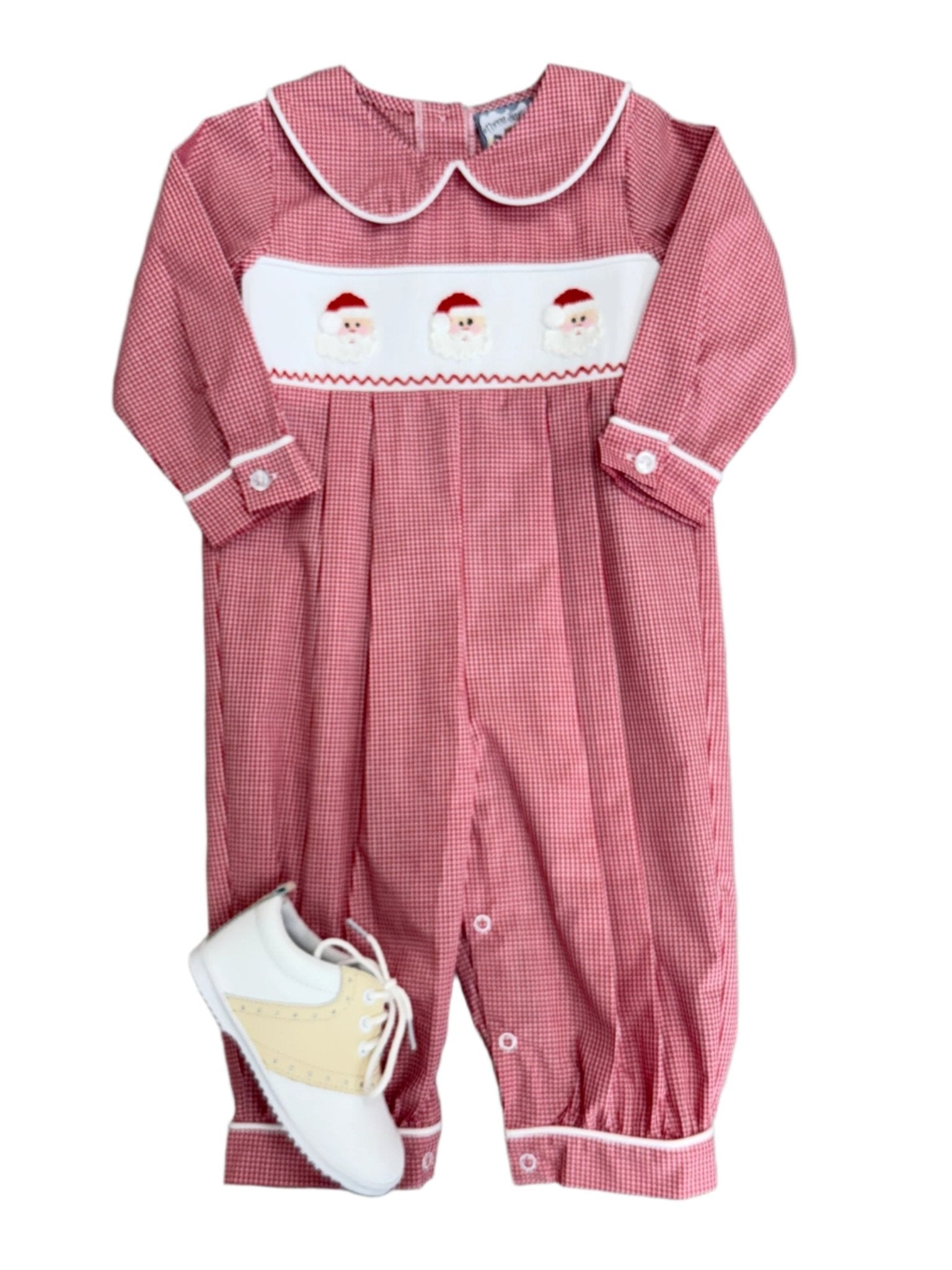 Santa Smocked Boys Bubble Longall Boys Sets Three Sisters