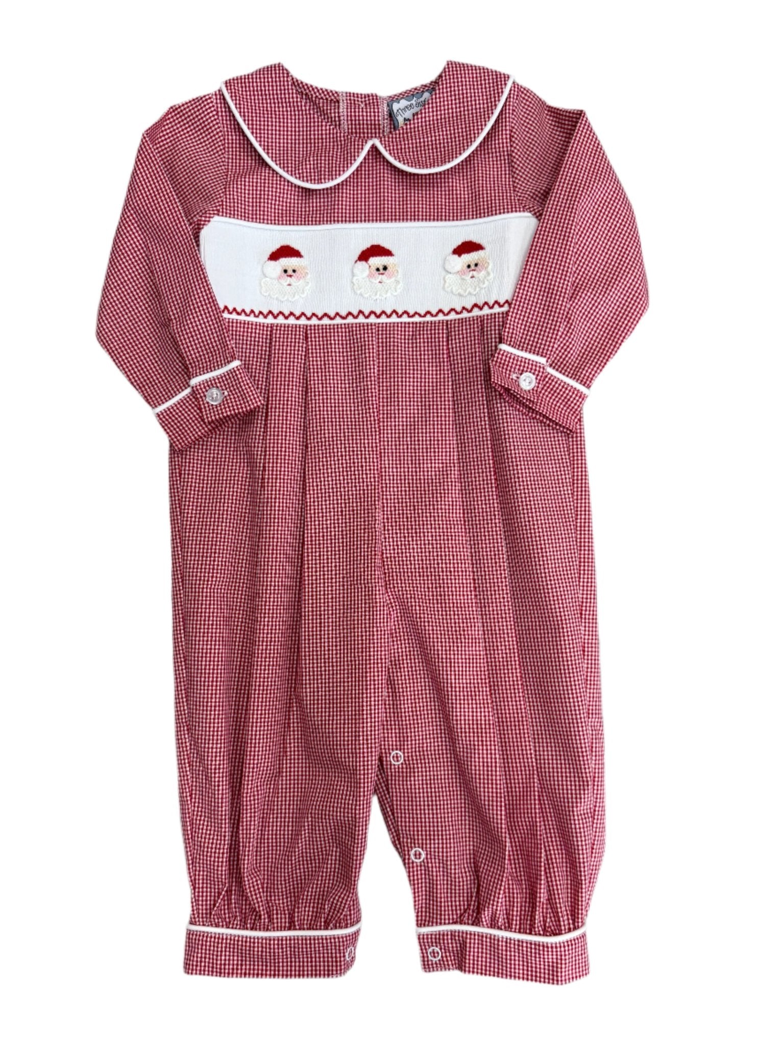 Santa Smocked Boys Bubble Longall Boys Sets Three Sisters