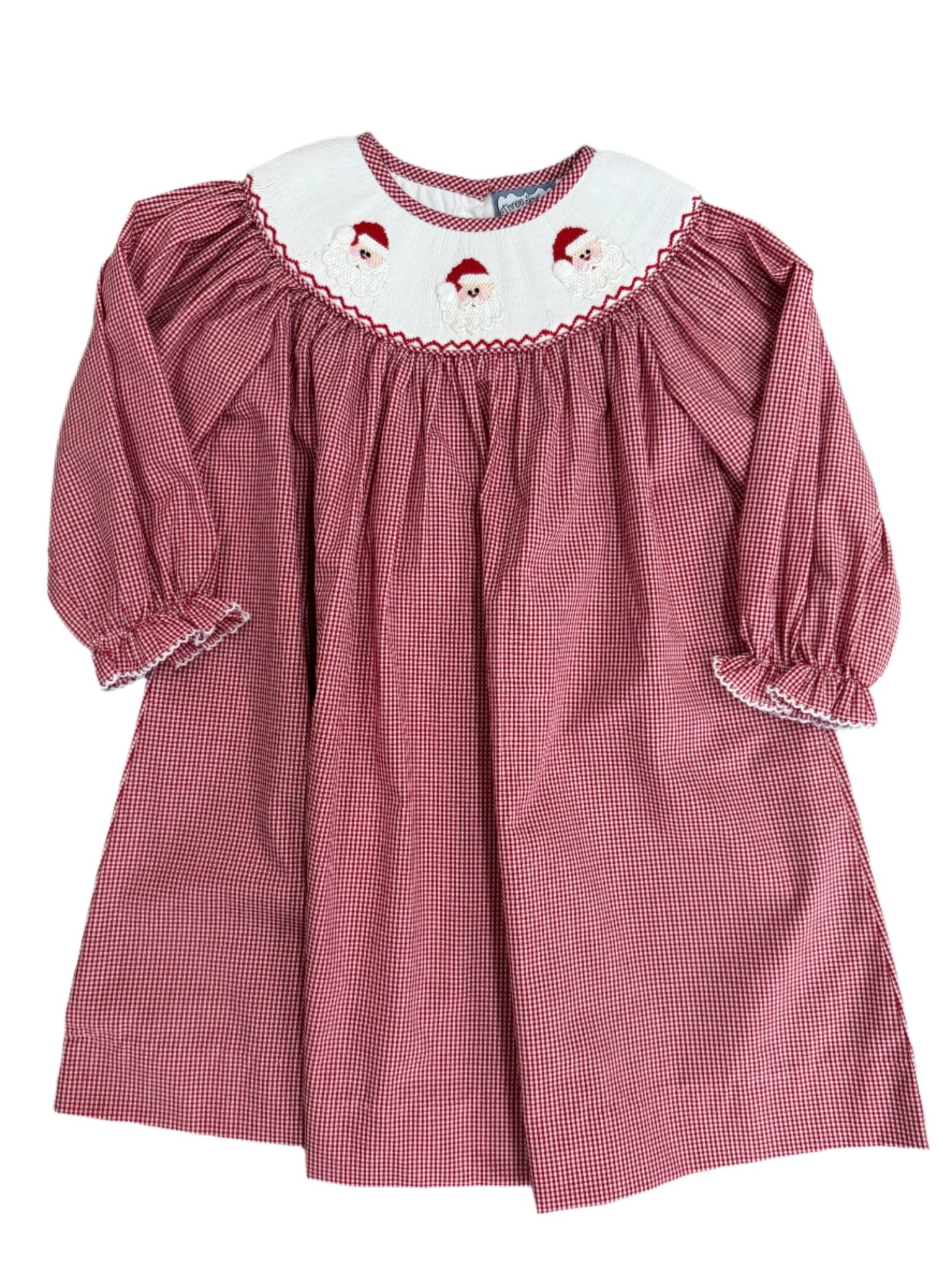 Santa Smocked L/S Bishop Girls Occasion Dresses Three Sisters