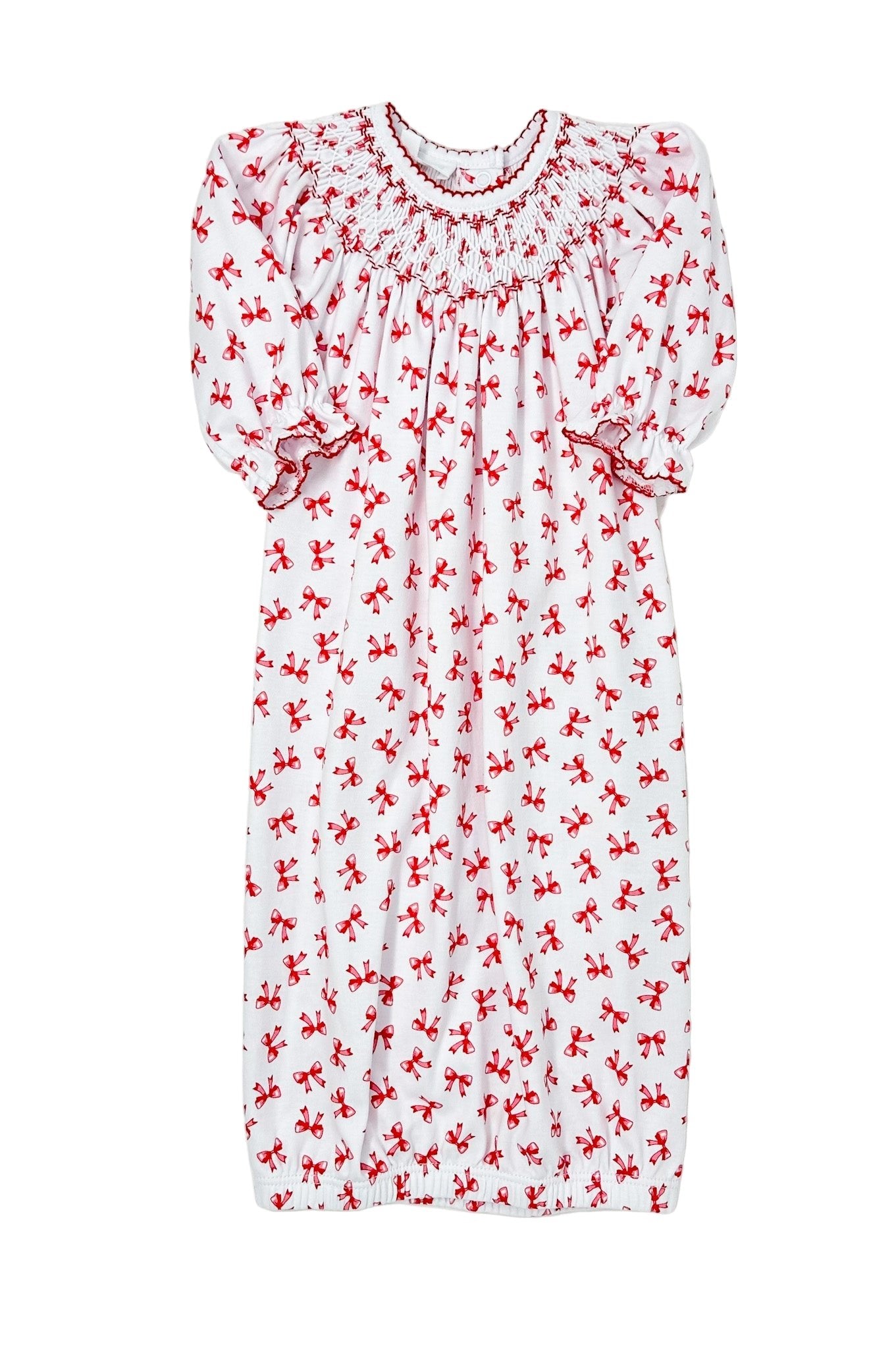 Scarlett Bows Bishop L/S Gown - Red Baby Sleepwear Magnolia Baby