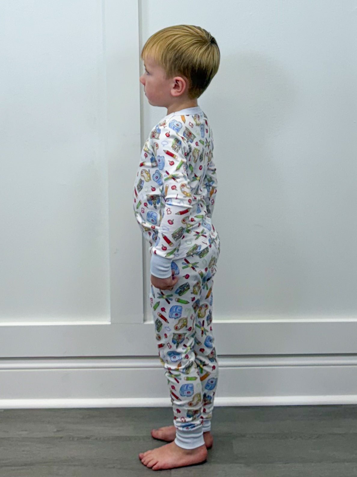 School Day Sweetness L/S Pajamas - Lt. Blue Kids Pajamas Magnolia Baby