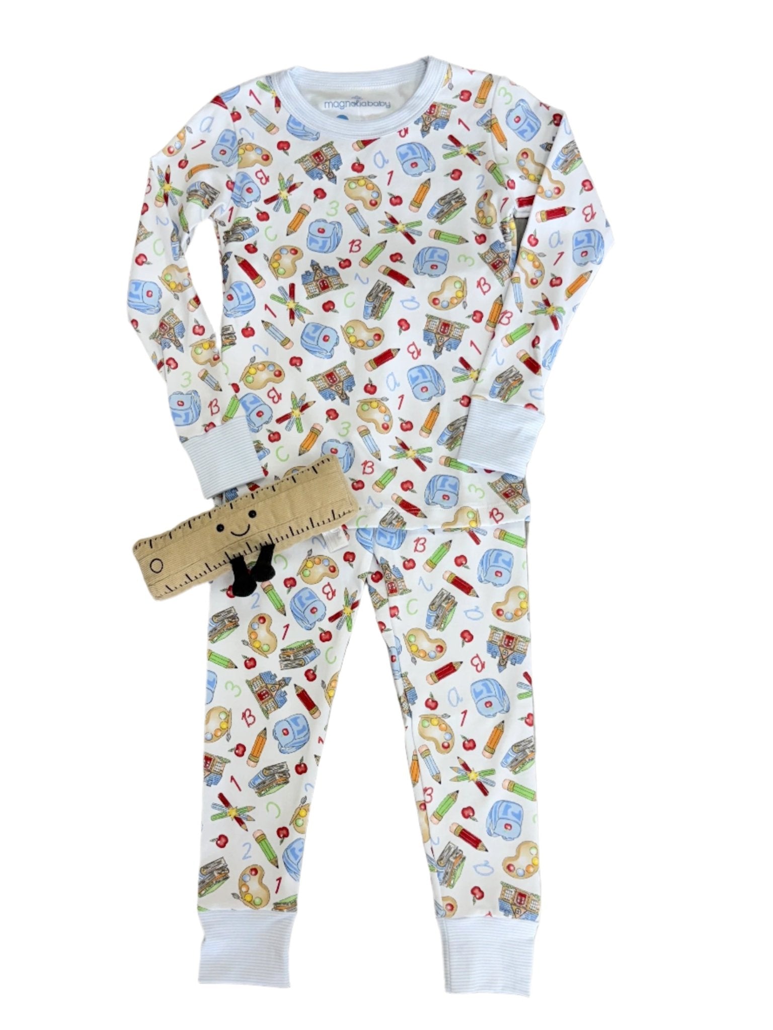 School Day Sweetness L/S Pajamas - Lt. Blue Kids Pajamas Magnolia Baby