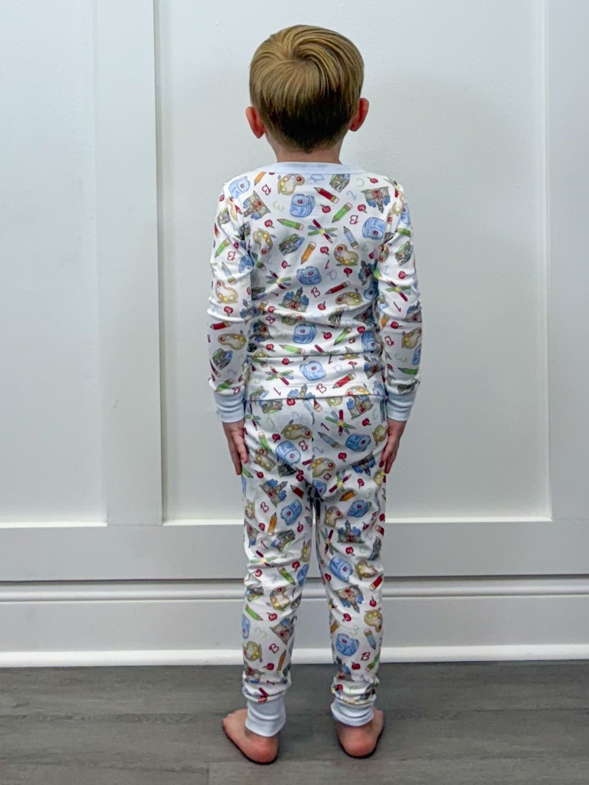School Day Sweetness L/S Pajamas - Lt. Blue Kids Pajamas Magnolia Baby