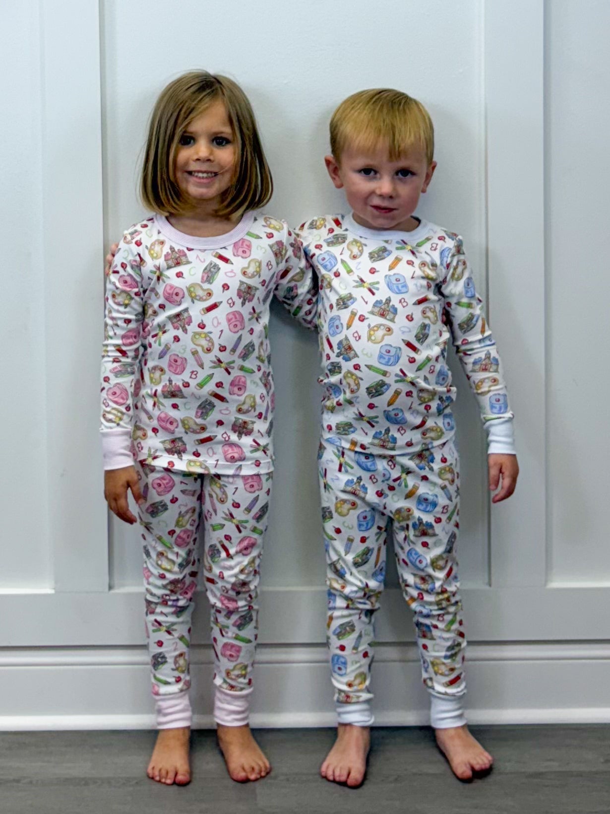 School Day Sweetness L/S Pajamas - Pink Kids Pajamas Magnolia Baby