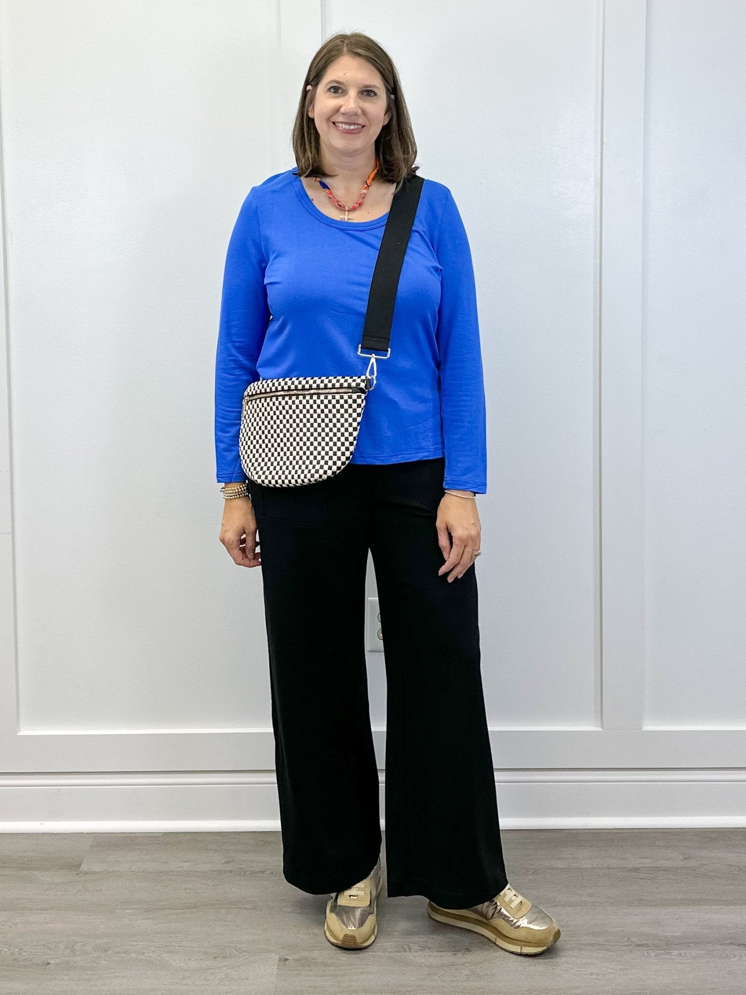 Scoop Neck Knit Top w/ Side Slits - Ultrablue Tops Tribal
