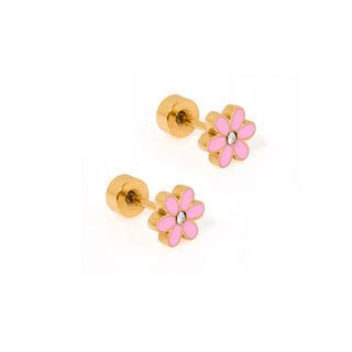 Screwback Stud - Alli - Pink Kids Jewelry Linny Co