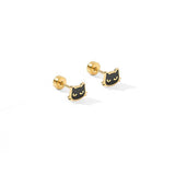 Screwback Stud Earrings - Black Cat Kids Jewelry Linny Co