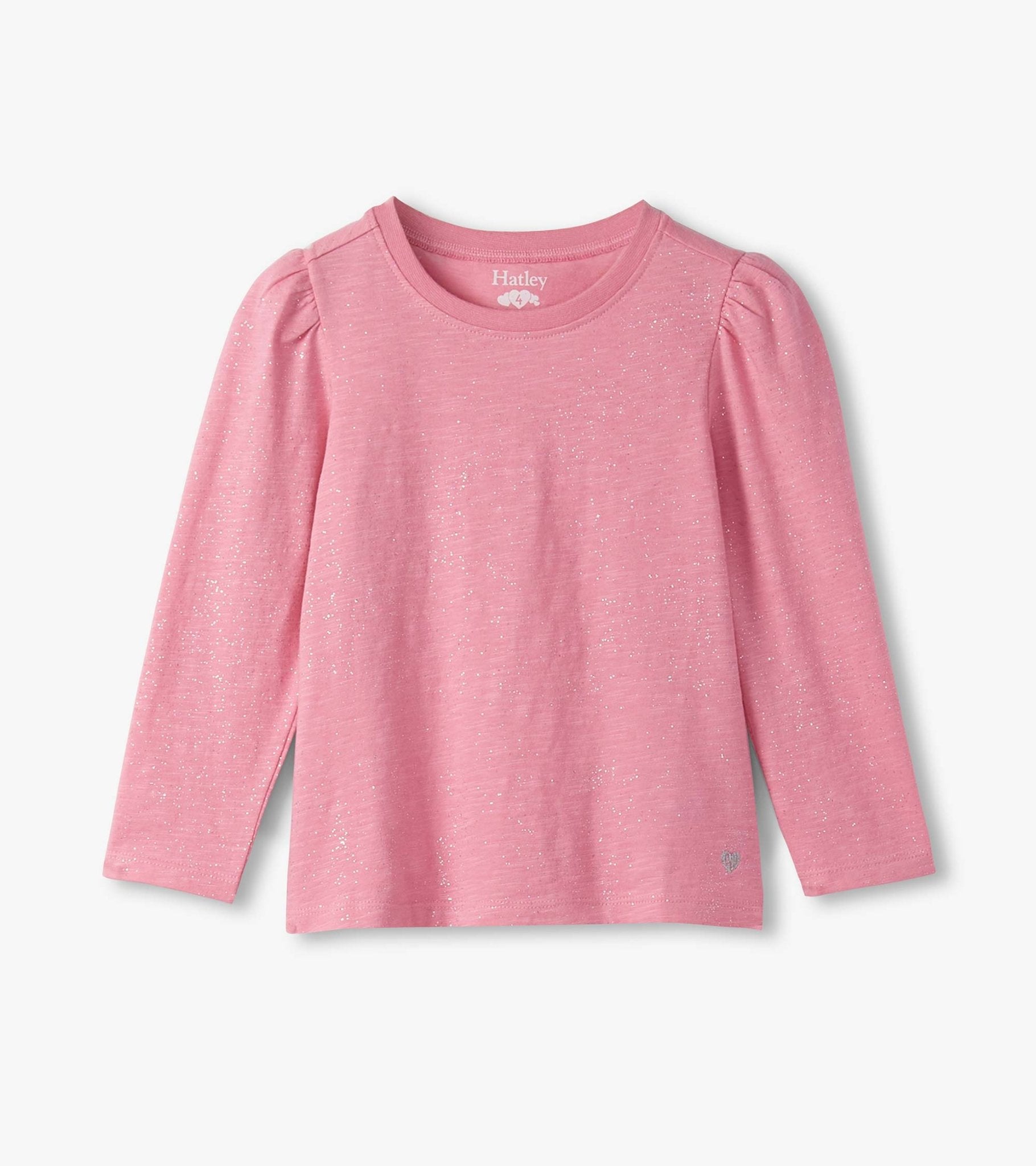Sea Pink Sparkle Puff Sleeve Tee Girls Tops + Tees Hatley