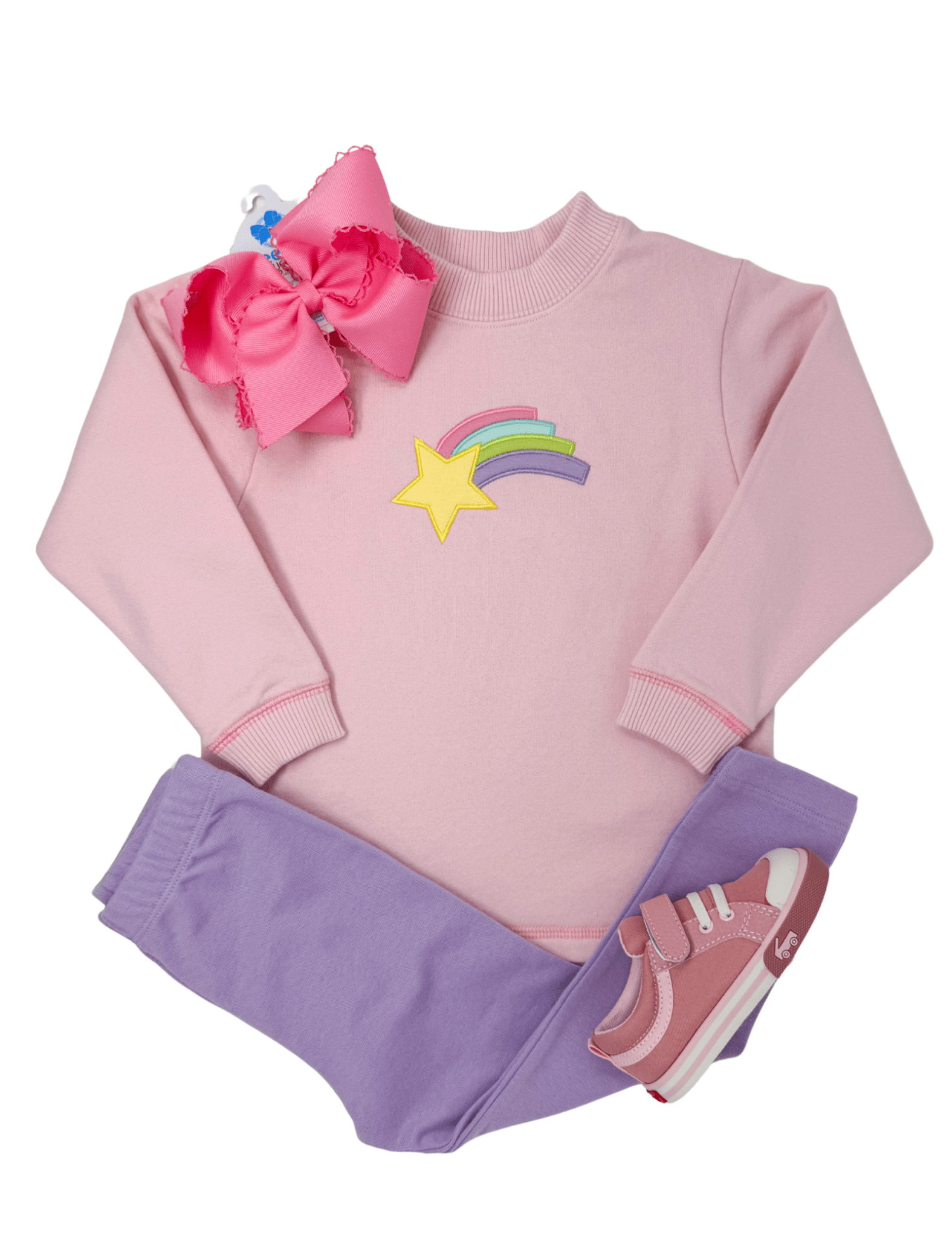 Shooting Star Crewneck Sweatshirt - Lt. Pink Girls Sweaters + Sweatshirts Luigi