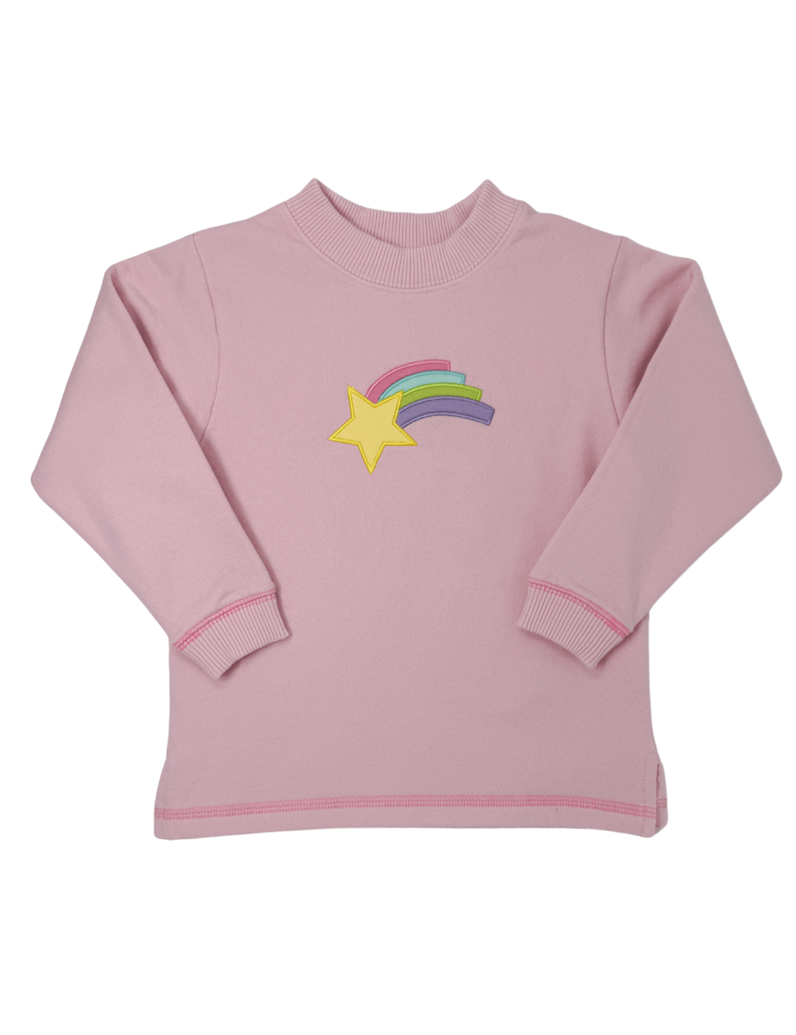 Shooting Star Crewneck Sweatshirt - Lt. Pink Girls Sweaters + Sweatshirts Luigi