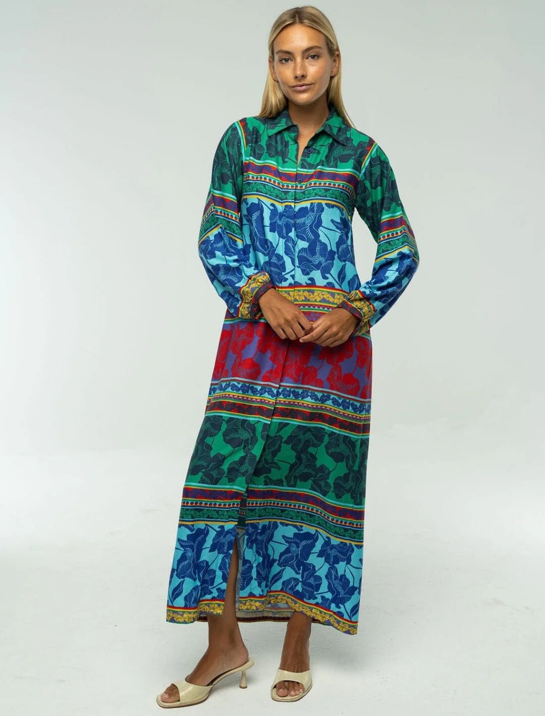 Sienne Midi Dress - Blue Turq Long Dresses Briton Court