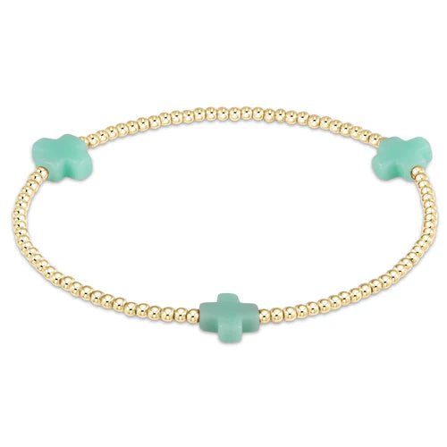 Signature Cross Gold Pattern 2mm Bead Bracelet - Mint Bracelets enewton