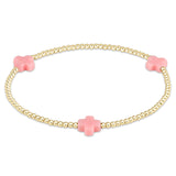 Signature Cross Gold Pattern 2mm Bead Bracelet - Pink Bracelets enewton