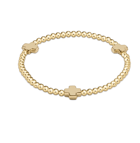 Signature Cross Gold Pattern 3mm Bead Bracelet - Gold Bracelets enewton