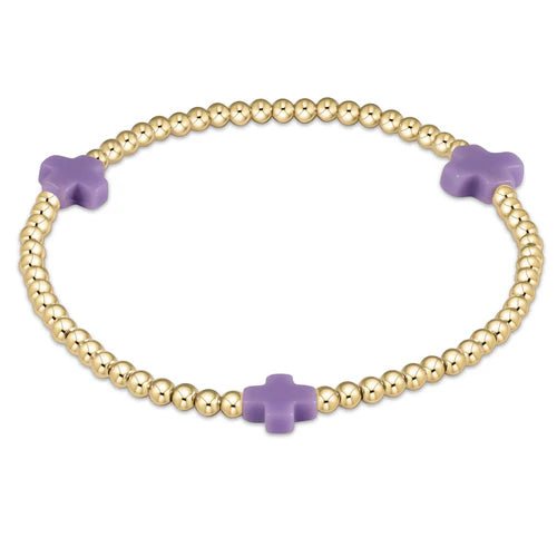 Signature Cross Gold Pattern 3mm Bead Bracelet - Purple Bracelets enewton